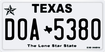 TX license plate DOA5380