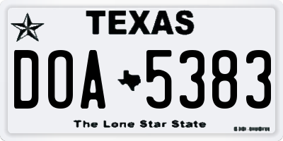 TX license plate DOA5383