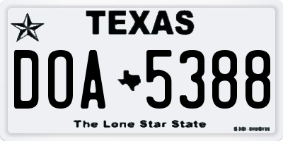 TX license plate DOA5388