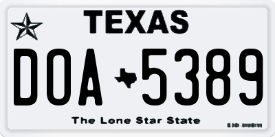TX license plate DOA5389
