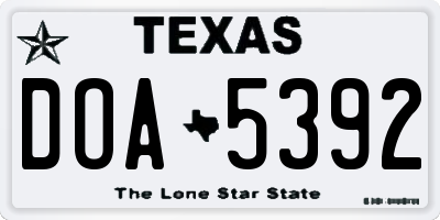 TX license plate DOA5392