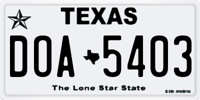 TX license plate DOA5403