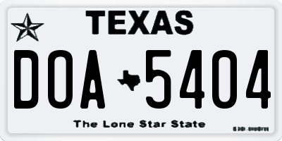 TX license plate DOA5404