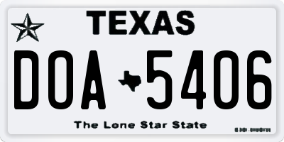 TX license plate DOA5406