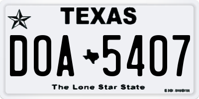 TX license plate DOA5407