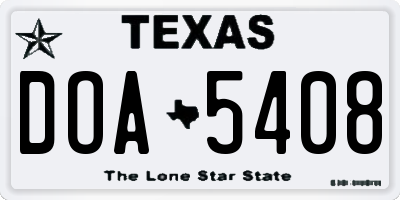 TX license plate DOA5408