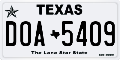 TX license plate DOA5409