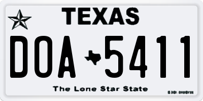 TX license plate DOA5411