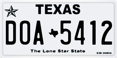 TX license plate DOA5412