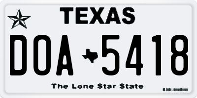TX license plate DOA5418