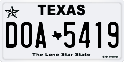 TX license plate DOA5419