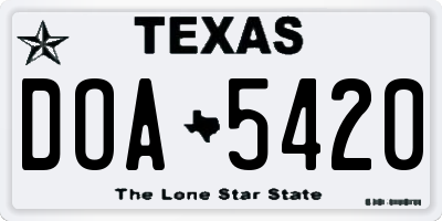 TX license plate DOA5420