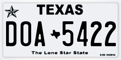 TX license plate DOA5422