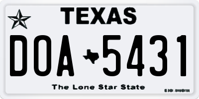 TX license plate DOA5431