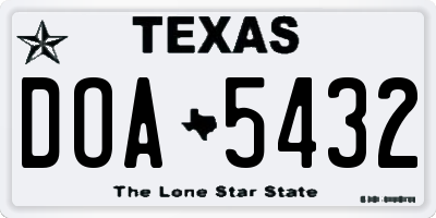 TX license plate DOA5432