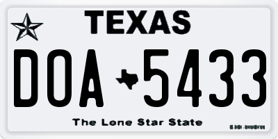 TX license plate DOA5433
