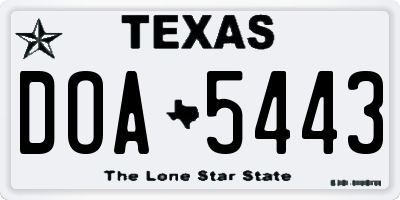 TX license plate DOA5443