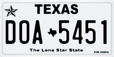 TX license plate DOA5451