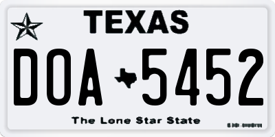 TX license plate DOA5452