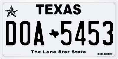 TX license plate DOA5453