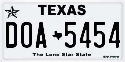 TX license plate DOA5454
