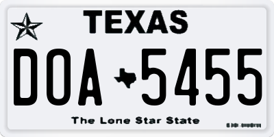 TX license plate DOA5455
