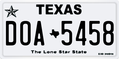 TX license plate DOA5458