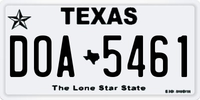 TX license plate DOA5461