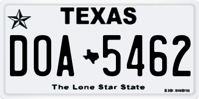 TX license plate DOA5462