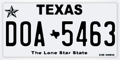 TX license plate DOA5463
