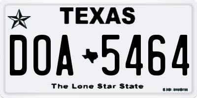 TX license plate DOA5464