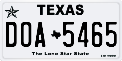 TX license plate DOA5465