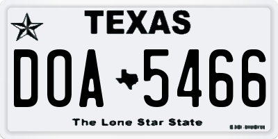 TX license plate DOA5466