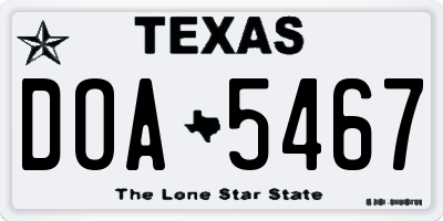 TX license plate DOA5467
