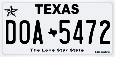 TX license plate DOA5472
