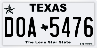 TX license plate DOA5476