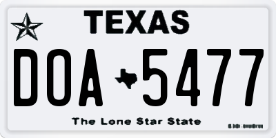 TX license plate DOA5477