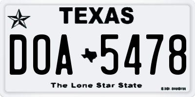 TX license plate DOA5478