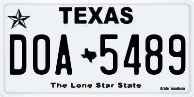 TX license plate DOA5489