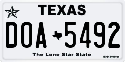 TX license plate DOA5492