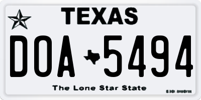 TX license plate DOA5494