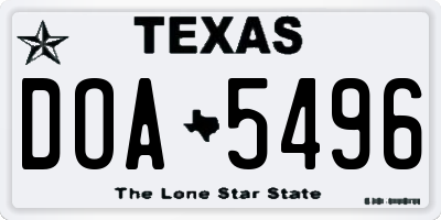 TX license plate DOA5496