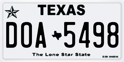 TX license plate DOA5498