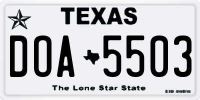 TX license plate DOA5503