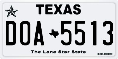 TX license plate DOA5513