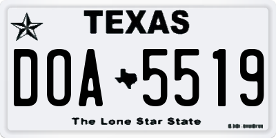 TX license plate DOA5519