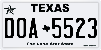 TX license plate DOA5523