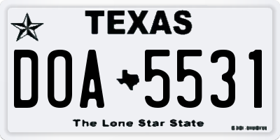 TX license plate DOA5531