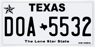 TX license plate DOA5532