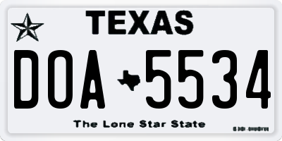 TX license plate DOA5534
